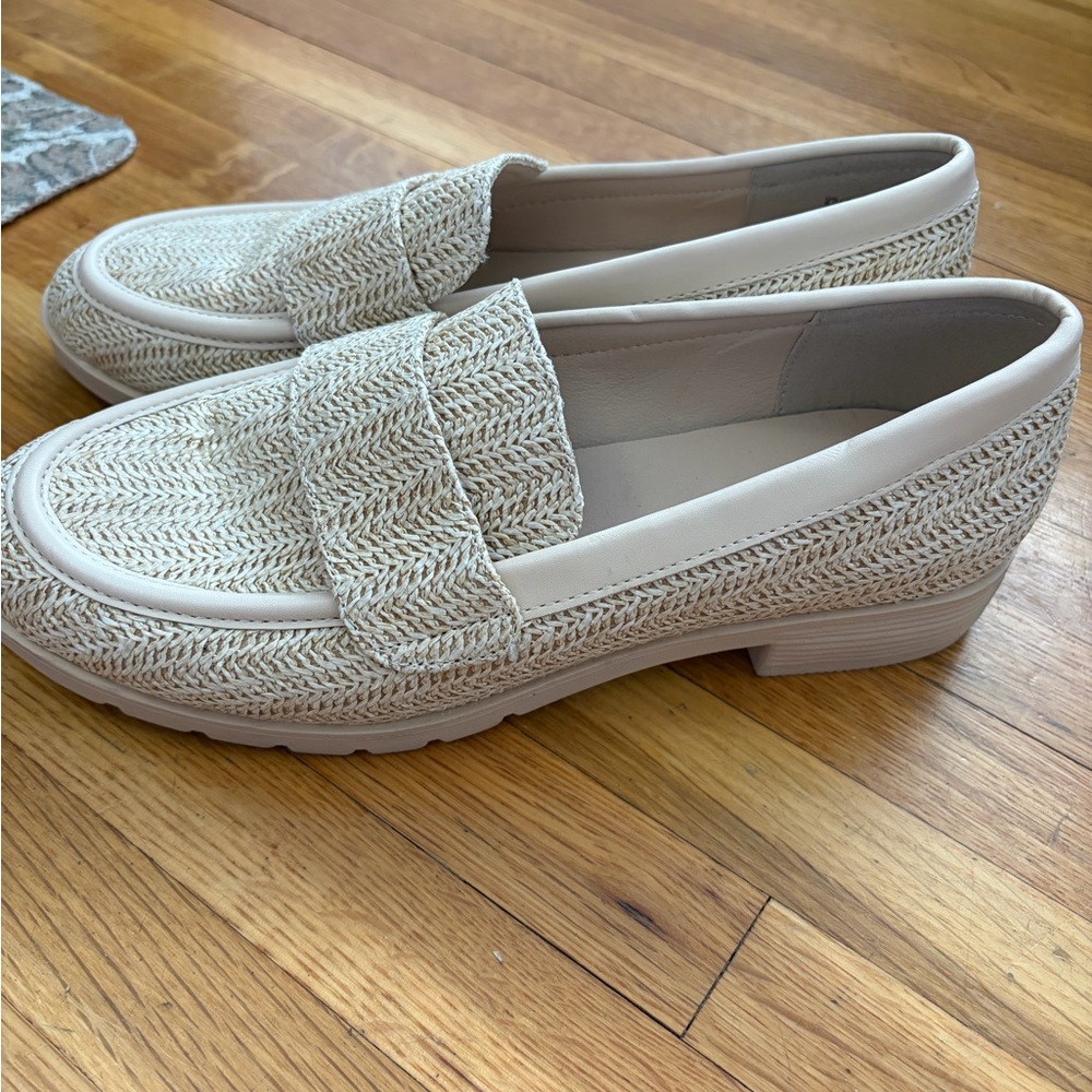 Kenneth Cole Cream Woven Penny Loafers